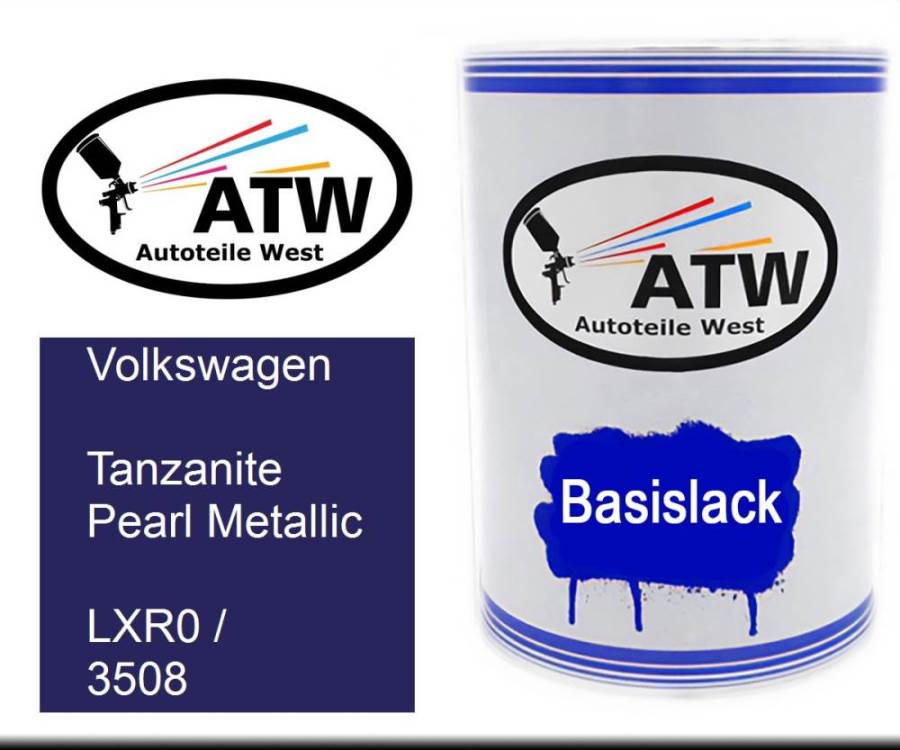 Volkswagen, Tanzanite Pearl Metallic, LXR0 / 3508: 500ml Lackdose, von ATW Autoteile West.